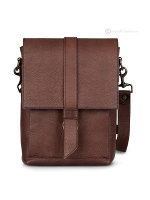 STEVEM Borsa o borsello a tracolla per uomo vera pelle marrone artigianale