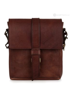 STEVES Borsa o borsello a tracolla per uomo vera pelle marrone artigianale