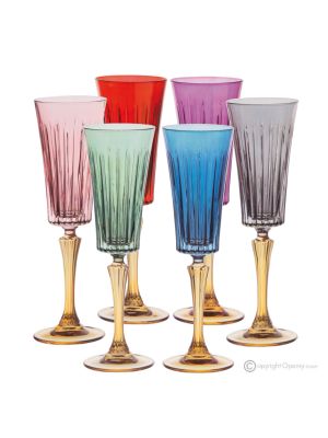DOMINA Set 6 bicchieri calice flute dipinti a mano autentici in vetro di qualità superiore.