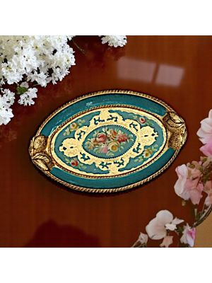 Pregiato vassoio in legno con foglia oro 24K, realizzato e dipinto a mano a Firenze.