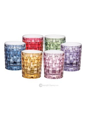 MANHATTAN Set 6 bicchieri acqua dipinti a mano autentici moderni in vetro di qualità superiore.