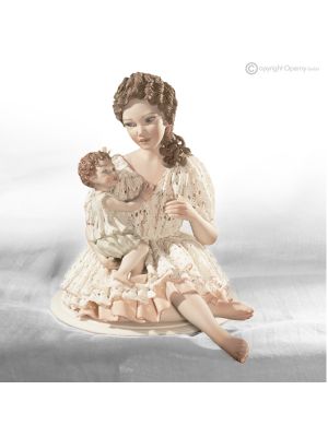 MOMENTI LIETI Statuetta mamma con bimbo porcellana Capodimonte, romantico tocco italiano.