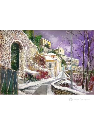 NEVICATA A MORCONE Dipinto acrilico su tela moderno Made in Italy 