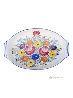VASSOIO, pirofila in ceramica artistica di Castelli autentica, fatto e dipinto a mano.