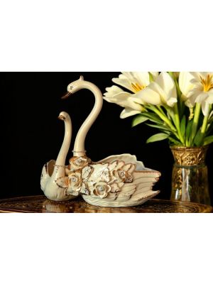 CIGNI Decorazione da tavolo centrotavola ceramica artistica stile Barocco dettaglio oro 24k Made in Italy