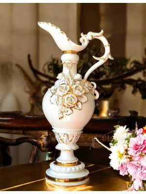 SPLENDIDA ANFORA Vaso ceramica artistica stile Barocco dettaglio oro 24k Made in Italy