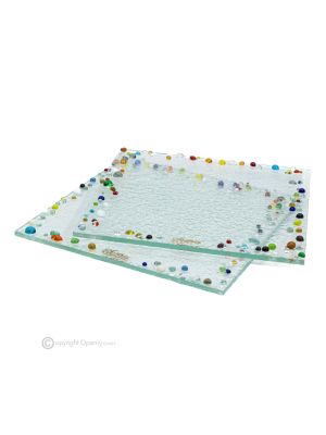 GOCCE – Set 2 sottobottiglia in vetro artistico, artigianali design moderno, fatti a mano