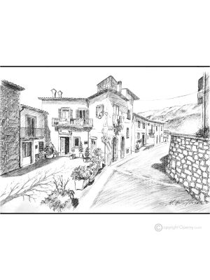 SCANNO Disegno con penna su tela moderno Made in Italy 