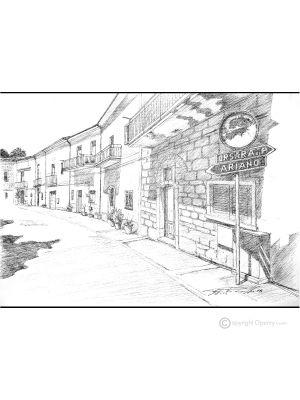 SCORCIO IRPINO Disegno con penna su tela moderno Made in Italy 
