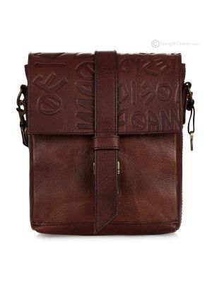 STEVESIKU Borsa o borsello a tracolla per uomo vera pelle marrone artigianale