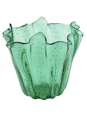 FAZZOLETTO BOLLE Centrotavola Vaso Vetro Murano Venezia Made in Italy