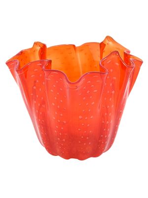 FAZZOLETTO BOLLE Centrotavola Vaso Vetro Murano Venezia Made in Italy