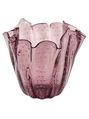 FAZZOLETTO BOLLE Centrotavola Vaso Vetro Murano Venezia Made in Italy