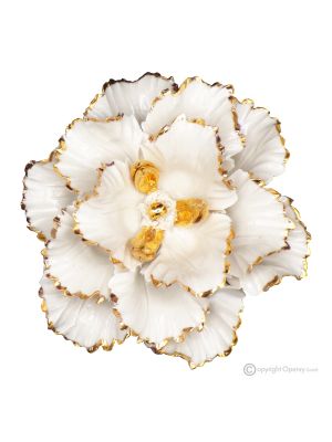 PPAPAVERO ORO – Fiore da appendere in porcellana di Capodimonte, dettagli oro 24K