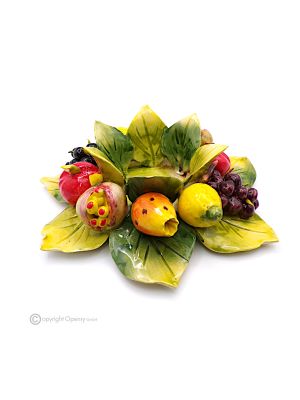 PORTACANDELA FRUTTA – Centrotavola decorazione per tavolo, ceramica di Capodimonte