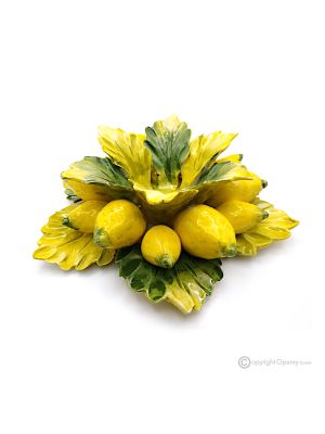 PORTACANDELA LIMONI – Centrotavola decorazione per tavolo, ceramica di Capodimonte