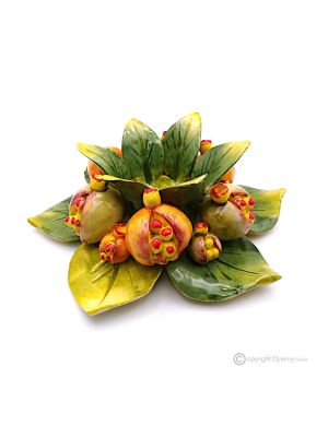 PORTACANDELA MELOGRANI – Centrotavola decorazione per tavolo, ceramica di Capodimonte
