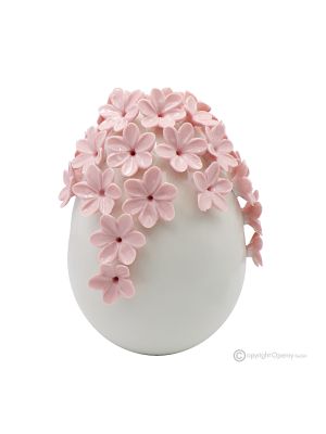 UOVO – Centrotavola decorazione per tavolo con fiorellini, ceramica di Capodimonte pregiata
