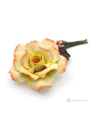 ROSA TERRA – Fiore da appendere in porcellana di Capodimonte, realizzato a mano, alta qualità