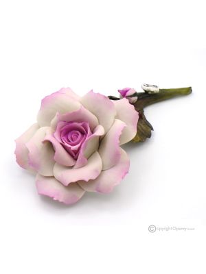 ROSA GLICINE – Fiore da appendere in porcellana di Capodimonte, realizzato a mano, alta qualità