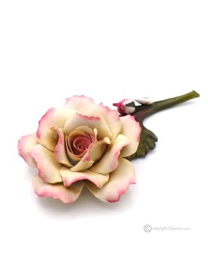 ROSA – Fiore da appendere in porcellana di Capodimonte, realizzato a mano, alta qualità