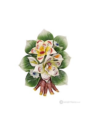 ORCHIDEE - Ramo di fiori da appendere, porcellana di Capodimonte pregiata, fatto a mano