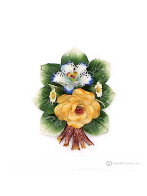 ROSE ORCHIDEE - Ramo di fiori per parete, porcellana di Capodimonte pregiata, fatto a mano