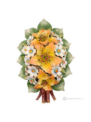 ORCHIDEE - Composizione floreale da parete, ceramica di Capodimonte alta qualità, fatta a mano.