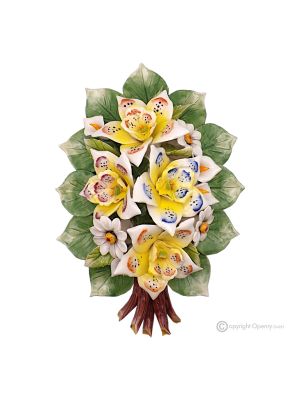 ORCHIDEE - Ramo floreale da parete, ceramica di Capodimonte, alta qualità