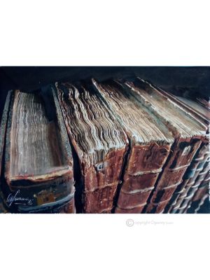 LIBRI Dipinto su tela Massimo Scarpa con tecnica a encausto
