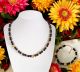 AMORE- Collana e bracciale, onice nera, ematite cuori in acciaio d'orati, fatto a mano.