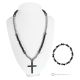EMOTION – Set collana con croce e bracciale in onice ed ematite, vero artigianato italiano.