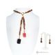 SOLEIL  – Set collana con orecchini in rodonite, ematite, occhio di tigre, quarzo e onice, fatto a mano.