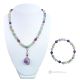 FLOWER - Collana con bracciale, amazzonite, ametista ed ematite sfaccettata argento, fatto a mano.