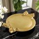 VASSOIO FIOCCO TONDO ORO Manici Fiocco in Foglia Oro Legno Lavorato Mano Made in Italy