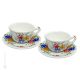 TAZZE ROSESPINE set 2 tazze da tè cappucino con piattino ceramica di Castelli fatta a mano autentica Abruzzo Made in Italy