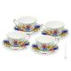TAZZE ROSESPINE set 4 tazze da tè cappucino con piattino ceramica di Castelli fatta a mano autentica Abruzzo Made in Italy