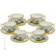 TAZZE UCCELLINI set 6 tazze da tè cappucino con piattino ceramica di Castelli fatta a mano autentica Abruzzo Made in Italy
