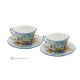 Set tazze da cappucino con piattino ceramica autentica di Castelli fatta e dipinta a mano.-2 set