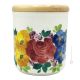 CONTENITORE CILINDRICO Barattolo con coperchio in legno in ceramica Friulana fatto e dipinto a mano autentico Made in Italy