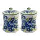 BARATTOLI FIORACCIO set 2 barattoli con coperchio in ceramica di Castelli fatta a mano autentica Abruzzo Made in Italy