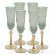 ADA Set 6 bicchieri calice flute dipinti a mano autentici in vetro di qualità superiore.-Green