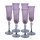 ADA Set 6 bicchieri calice flute dipinti a mano autentici in vetro di qualità superiore.-Purple
