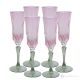 ADA Set 6 bicchieri calice flute dipinti a mano autentici in vetro di qualità superiore.-Pink