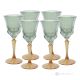 ADA Set 6 bicchieri acqua calici stelo dipinti a mano autentici in vetro di qualità superiore.-Green