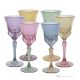 ADA Set 6 bicchieri acqua calici stelo dipinti a mano autentici in vetro di qualità superiore.