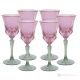 ADA Set 6 bicchieri acqua calici stelo dipinti a mano autentici in vetro di qualità superiore.-Pink
