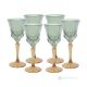 ADA Set 6 bicchieri vino calici stelo dipinti a mano autentici in vetro di qualità superiore.-Green