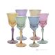ADA Set 6 bicchieri vino calici stelo dipinti a mano autentici in vetro di qualità superiore.