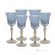 ADA Set 6 bicchieri vino calici stelo dipinti a mano autentici in vetro di qualità superiore.-Blue